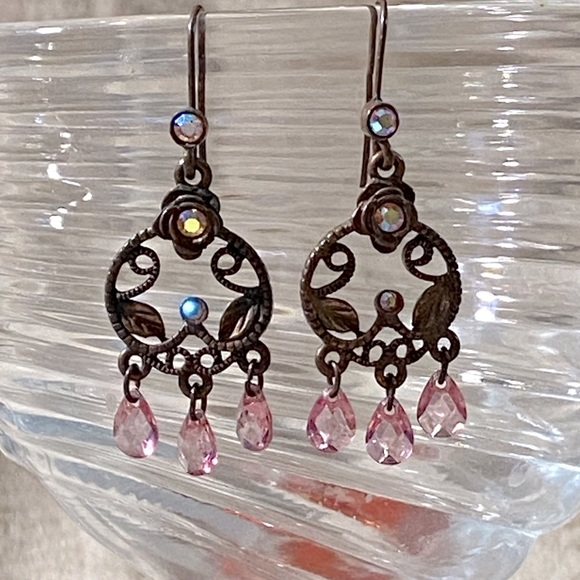 Vintage Jewelry Vintage Dangle Earrings Bronze Tone Design 3